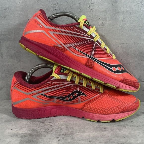 Saucony Type A9‎ Womens 10 Road Racing Citron Orange Red Running Shoes S19028-1 - Picture 7 of 9